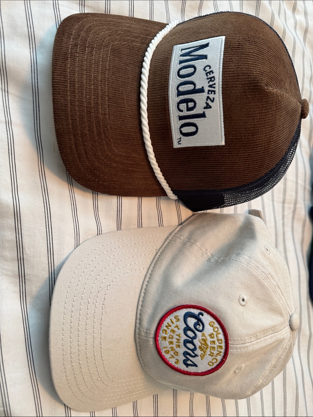 Old Navy Mustard and Navy Mesh Trucker Hat with Cream Baseball Cap
